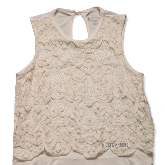 4/$20 - Art Class Girls Cream Off White Lace Peplum Dressy Tank Top Size M 7/8 - Picture 3 of 8